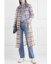Maje Checked Rubberized Pu Trench Coat