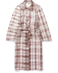 Maje Checked Rubberized Pu Trench Coat