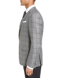 BOSS Hutsons Trim Fit Windowpane Linen Wool Sport Coat