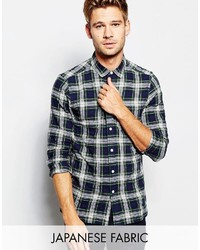 Asos Brand Check Shirt In Japanese Cotton With Long Sleeves