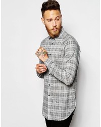 Asos Brand Check Shirt In Longline With Long Sleeves