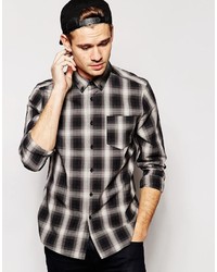 Asos Brand Shirt In Long Sleeve With Shadow Check