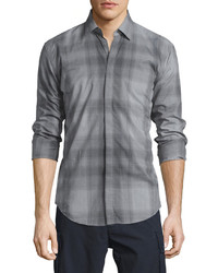 Burberry Brit Faded Check Long Sleeve Sport Shirt Gray