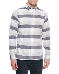 Burberry Brit Large Check Long Sleeve Shirt Pale Gray