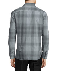 Burberry Brit Modern Fit Check Sport Shirt Mid Gray Melange