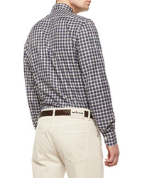 Kiton Check Long Sleeve Shirt Navypurplegreen