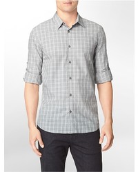 Calvin Klein Classic Fit Ombre Check Cotton Roll Up Sleeve Shirt