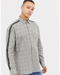 ASOS DESIGN Oversized Check Shirt With Dropshoulder And Tape Detail