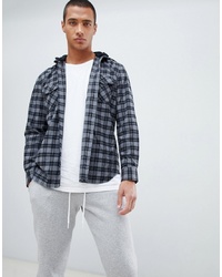 Hype Shirt In Grey Check With Hood