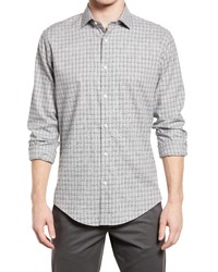 Nordstrom Trim Fit Plaid Flannel Dress Shirt In Grey Sm Grindle Check At