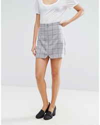 Asos A Line Mini Skirt With Circle Zip Pull In Check