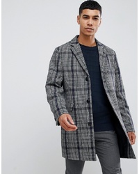 MOSS BROS Moss London Overcoat With Prince Of Wales Grey