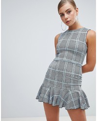 Grey Check Party Dress