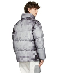 Xander Zhou Grey Down Check Puffer Jacket