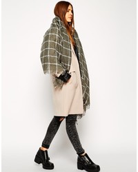 Asos Collection Oversized Grid Check Open Weave Square Scarf