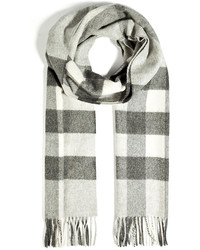 Burberry Shoes Accessories Cashmere Half Mega Check Scarf In Light Grey Check