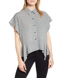 1 STATE Mini Houndstooth Highlow Blouse