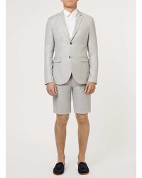 Topman Light Grey Subtle Check Tailored Suit Shorts
