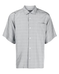 Grey Check Silk Short Sleeve Shirt