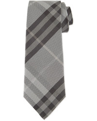 Burberry Textured Check Silk Tie Gray