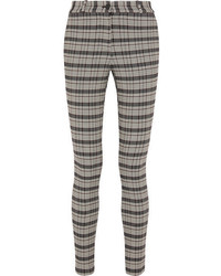 Victoria Beckham Checked Woven Skinny Pants Gray