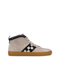 Grey Check Suede High Top Sneakers