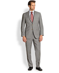 Saks Fifth Avenue Collection Two Button Windowpane Suit