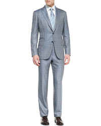 Brioni Plaid Two Piece Suit Grayblue