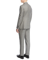 Armani Collezioni Prince Of Wales Check Two Piece Suit Light Gray