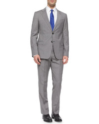 Armani Collezioni S Line Medium Check Two Button Suit Graytan