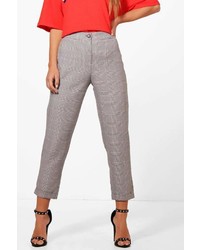 Boohoo Petite Charlie Dogtooth Check Tapered Trouser