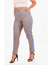 Boohoo Plus Demi Sports Tape Check Tapered Trouser