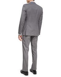 BOSS Broken Check Wool 3 Piece Suit Gray