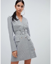 Missguided Double Breasted Blazer Dress In Grey Check