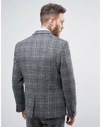 Asos Slim Suit Jacket In Harris Tweed Windowpane Check In 100% Wool