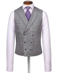 Charles Tyrwhitt Grey Check British Panama Luxury Suit Vest