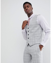 Selected Homme Skinny Fit Waistcoat In Grey Check