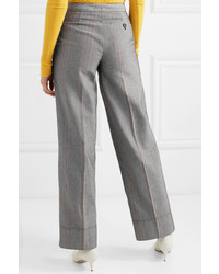 By Malene Birger Enilas Checked Cotton Blend Twill Wide Leg Pants