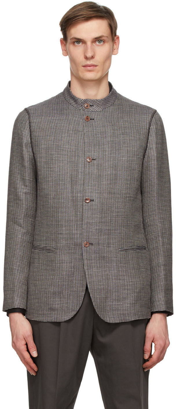 Giorgio Armani Brown Check Beckham Blazer, $1,213 | SSENSE | Lookastic