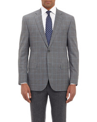 Barneys New York Super 120s Check Two Button Sportcoat Grey