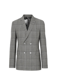 Grey Check Wool Double Breasted Blazer