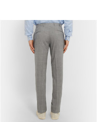 Boglioli Grey Dover Slim Fit Checked Wool Suit Trousers