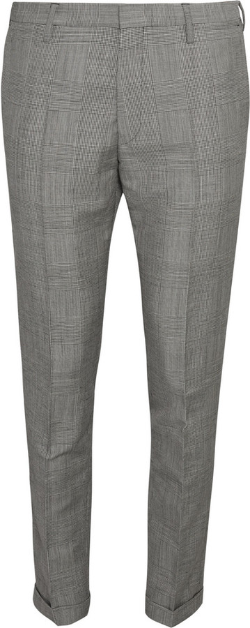 Paul Smith Grey Slim Fit Prince Of Wales Check Mohair And Wool