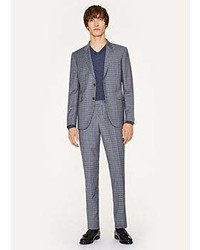 Paul Smith Slim Fit Two Tone Navy And Brown Check Wool Pants