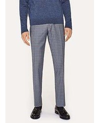 Paul Smith Slim Fit Two Tone Navy And Brown Check Wool Pants
