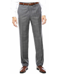 Stafford Stafford Gray Glen Check Flat Front Suit Pants Classic Fit