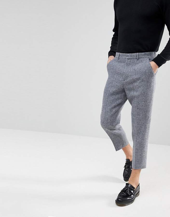 Asos Tapered Smart Pants In 100% Wool Harris Tweed In Light Gray Check, $66, Asos