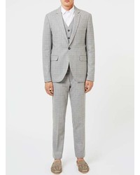 Topman Grey Check Skinny Fit Suit Pants