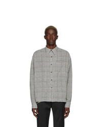 Grey Check Wool Long Sleeve Shirt