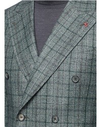 Isaia Cortina Check Plaid Double Breasted Wool Suit